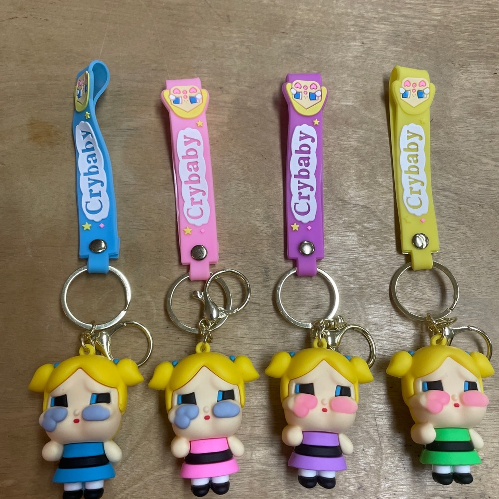 Crybaby Keychain Set - Blue, Pink, Purple, Yellow